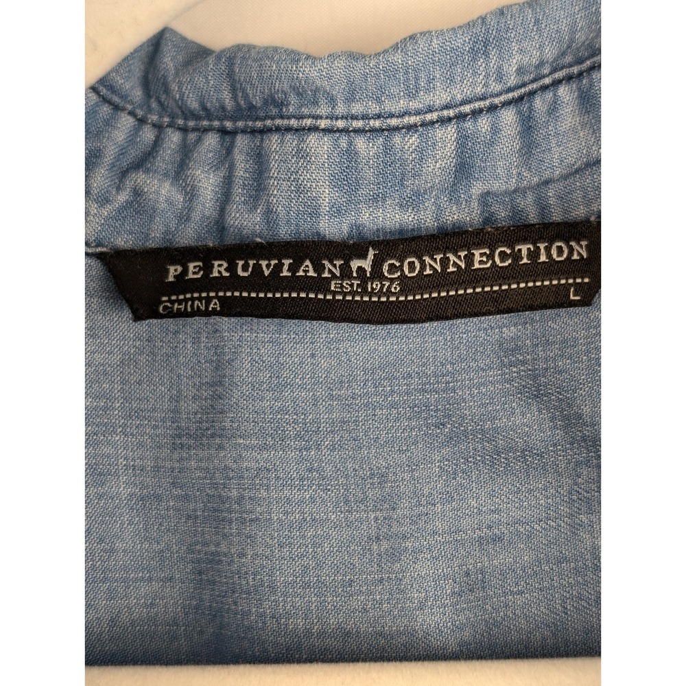 Peruvian Connection Denim Chambray Button Shirt L… - image 8